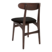 Black velvet armchair mid-century by Rajmund Halas, Poland, 1960.