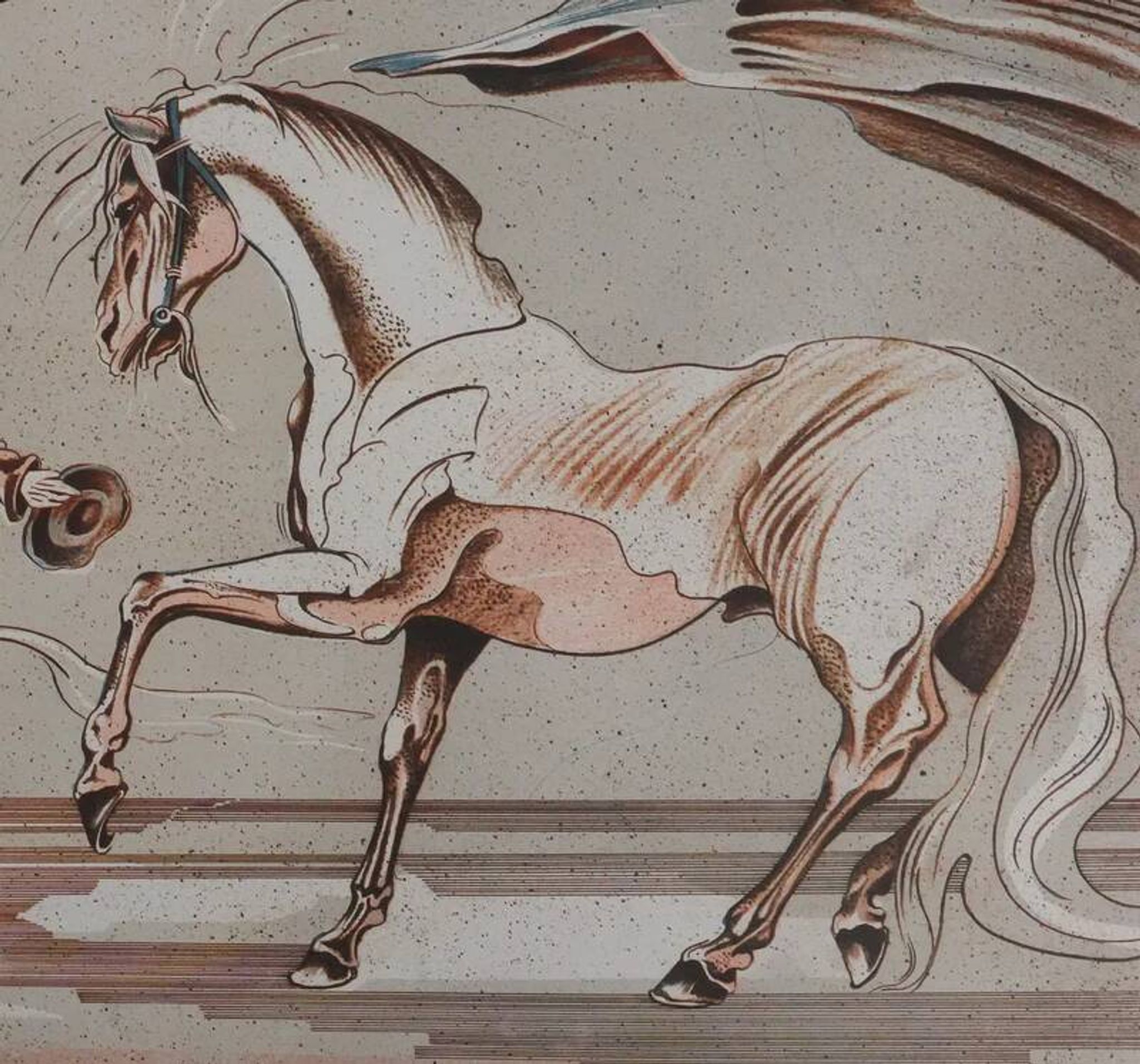 Carul: on horseback, original signed lithograph