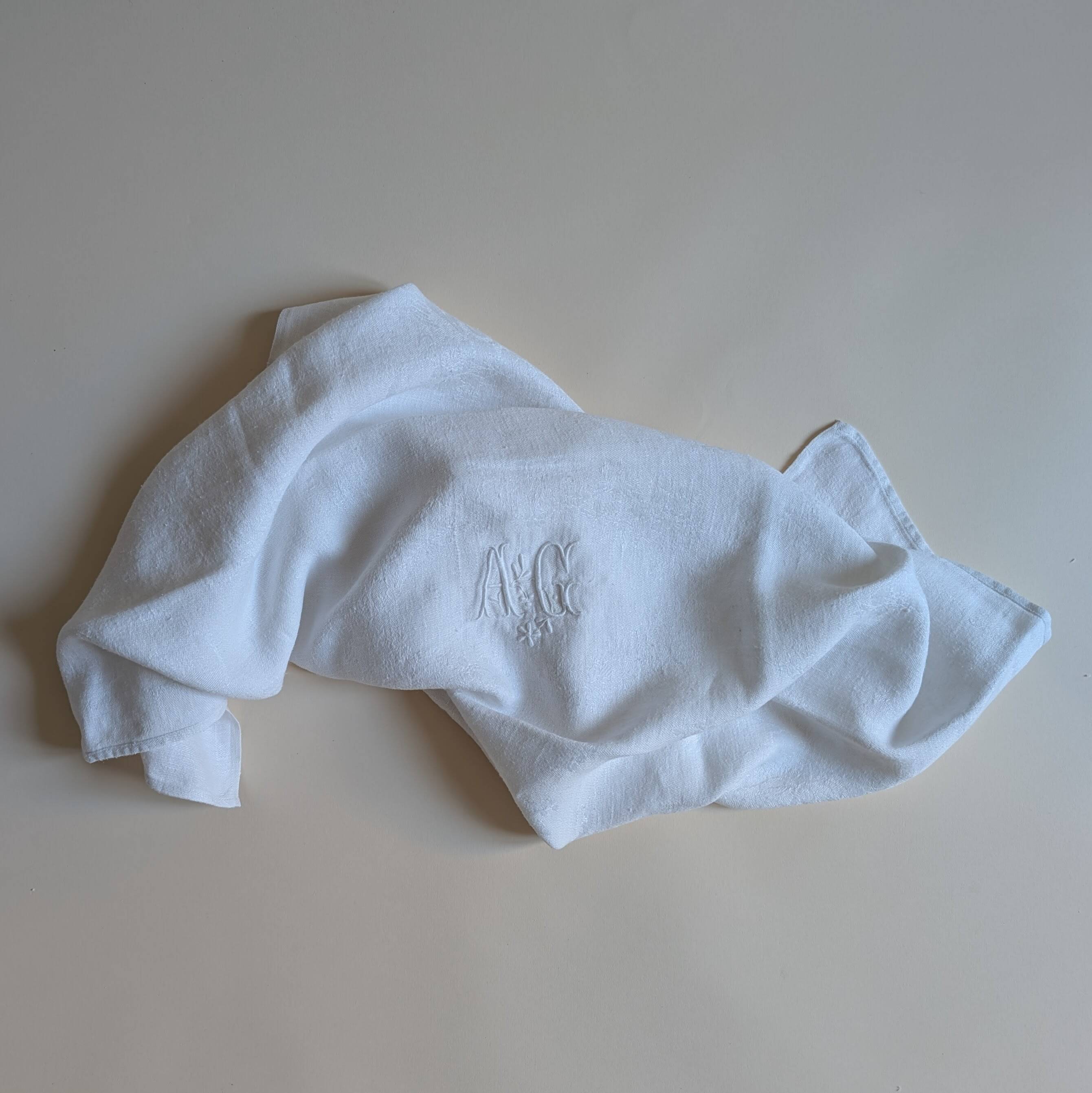 Set of 12 embroidered initial napkins - AG