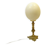 Ostrich egg on bronze stand old cabinet of curiosities lamp