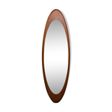 Oval italian mid-century teak mirror - 157x48cm