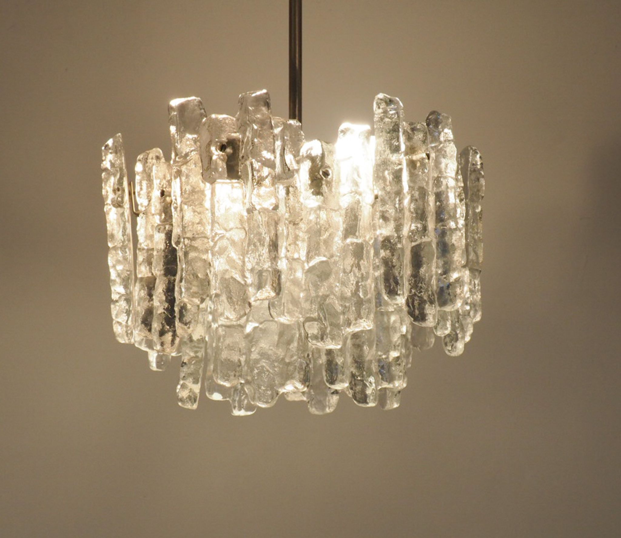 Ice Glass Chandelier by J. T. Kalmar for Kalmar Franken KG, 1960s