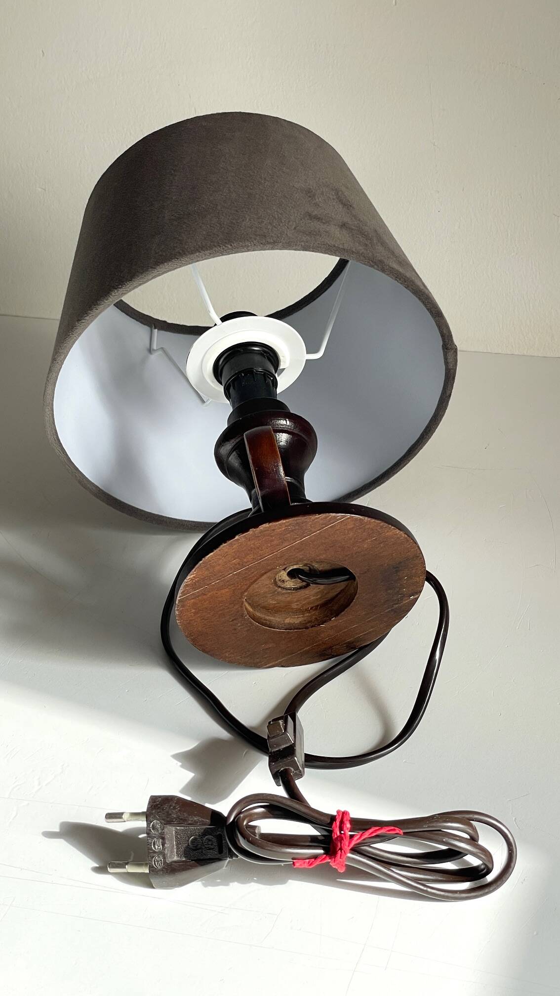 Vintage wooden candle holder lamp