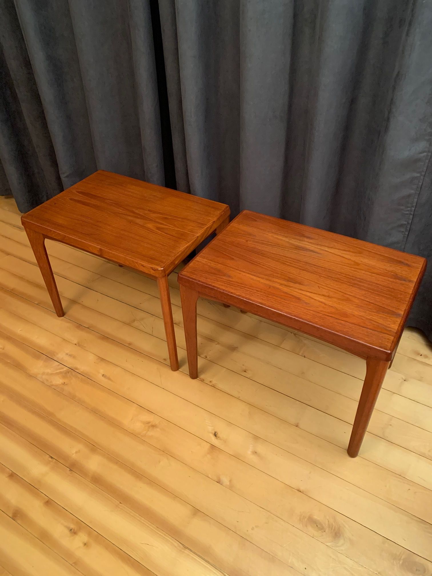 Pair of side tables by Henning Kjaernulf, Vejle Møbelfabrik, Denmark, 1960s