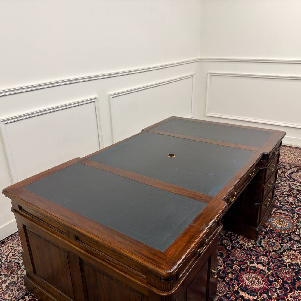 Large classic English Chesterfield partner desk