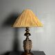 Brutalist wood turned and cast iron large table lamp, 1960s