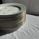 Set of 15 vintage turquoise dinner plates with gold trim and pink flowers D23.