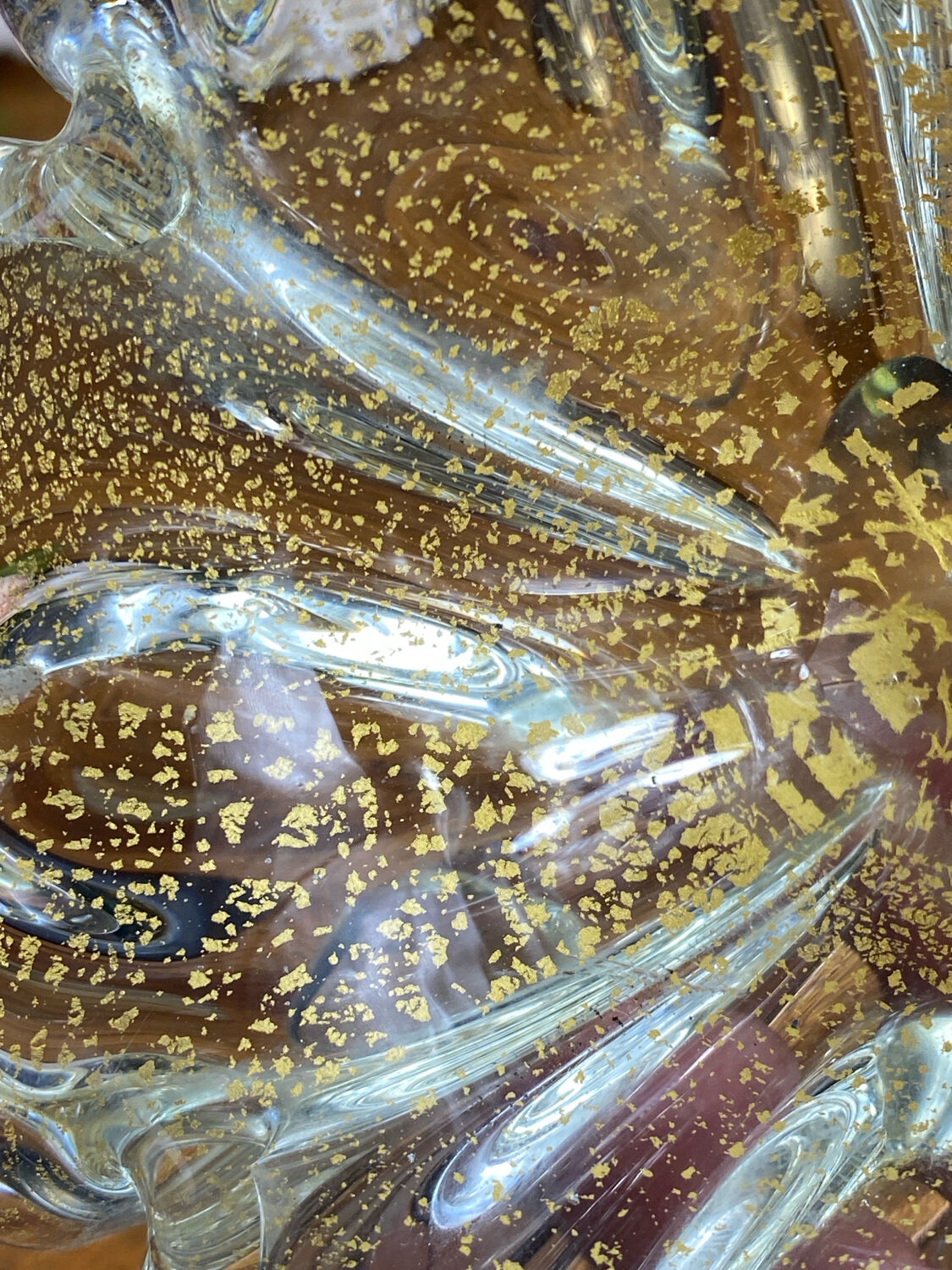 Cendrier en verre de Murano et feuille d’or par Barovier et Toso