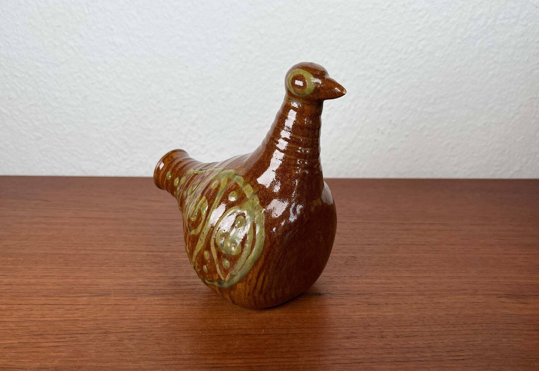 Bird-shaped pottery bottle from a modern Danish workshop, mid-century, 1960s.