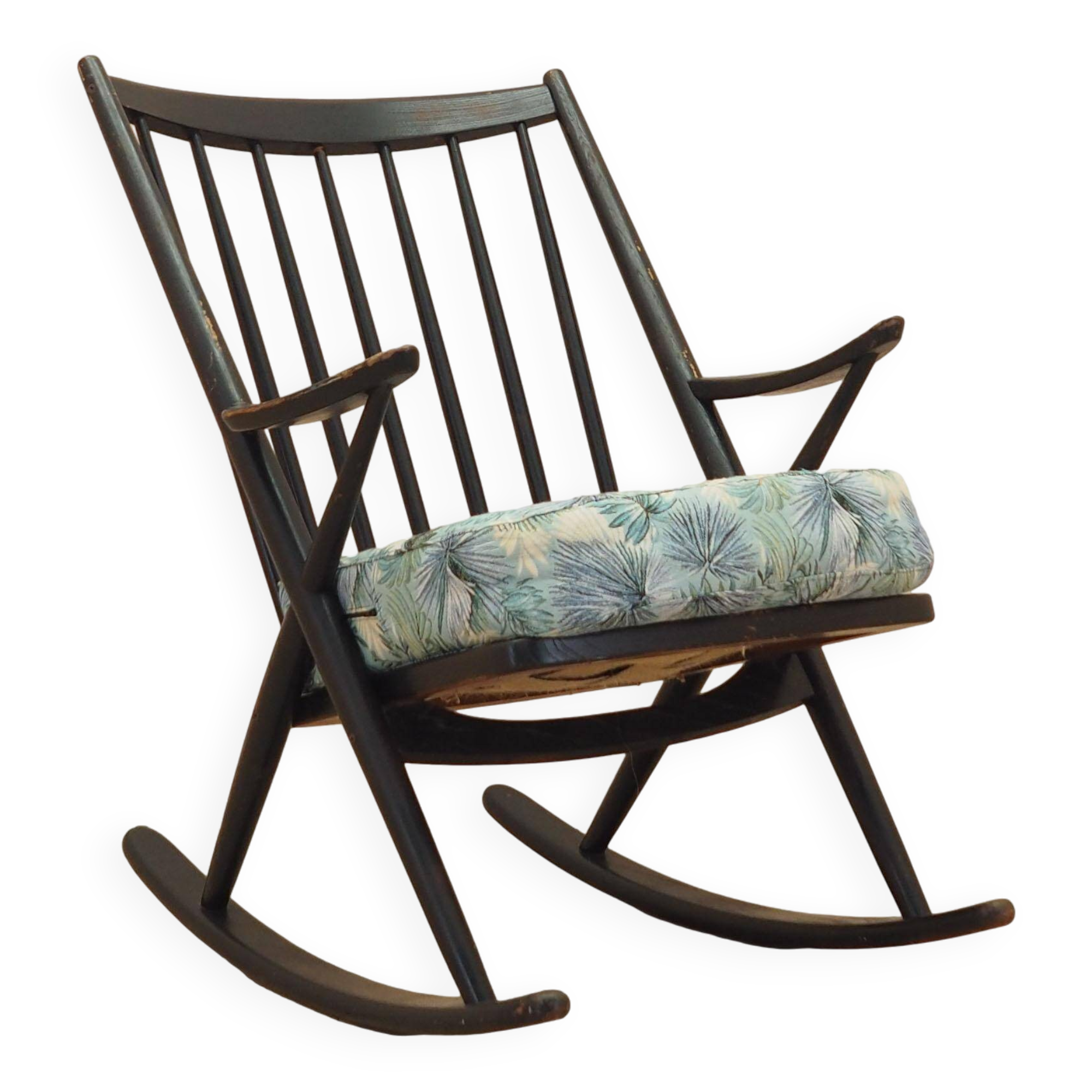 Reenskaug Rocking Chair for Bramin, Black Teak, 1960s
