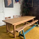 Raw wood farm table.