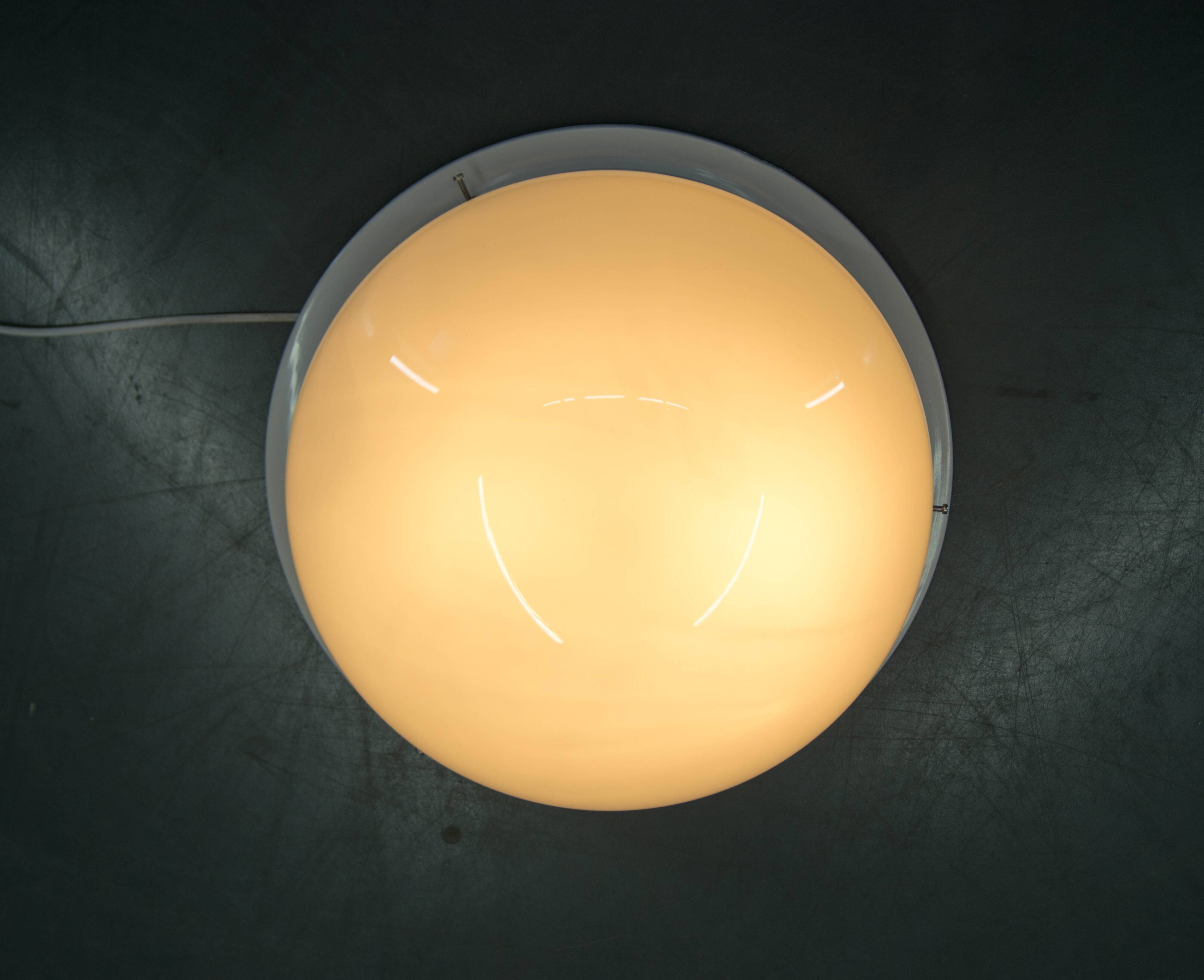 Big Bauhaus Chrome Flushmount or Wall Light, 1940s