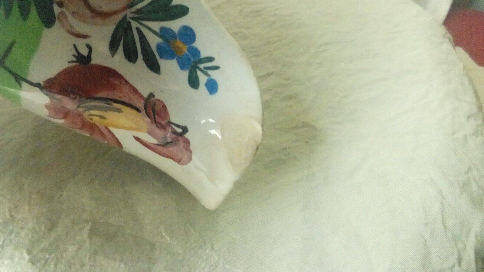 Earthenware gravy boat decorated with Sarreguemines rooster Hamage northern France