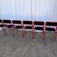 Set of 6 red & black metal chair: space age stackable dining chair baša