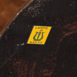 White Mazda opaline lamp on stand in wood and brass