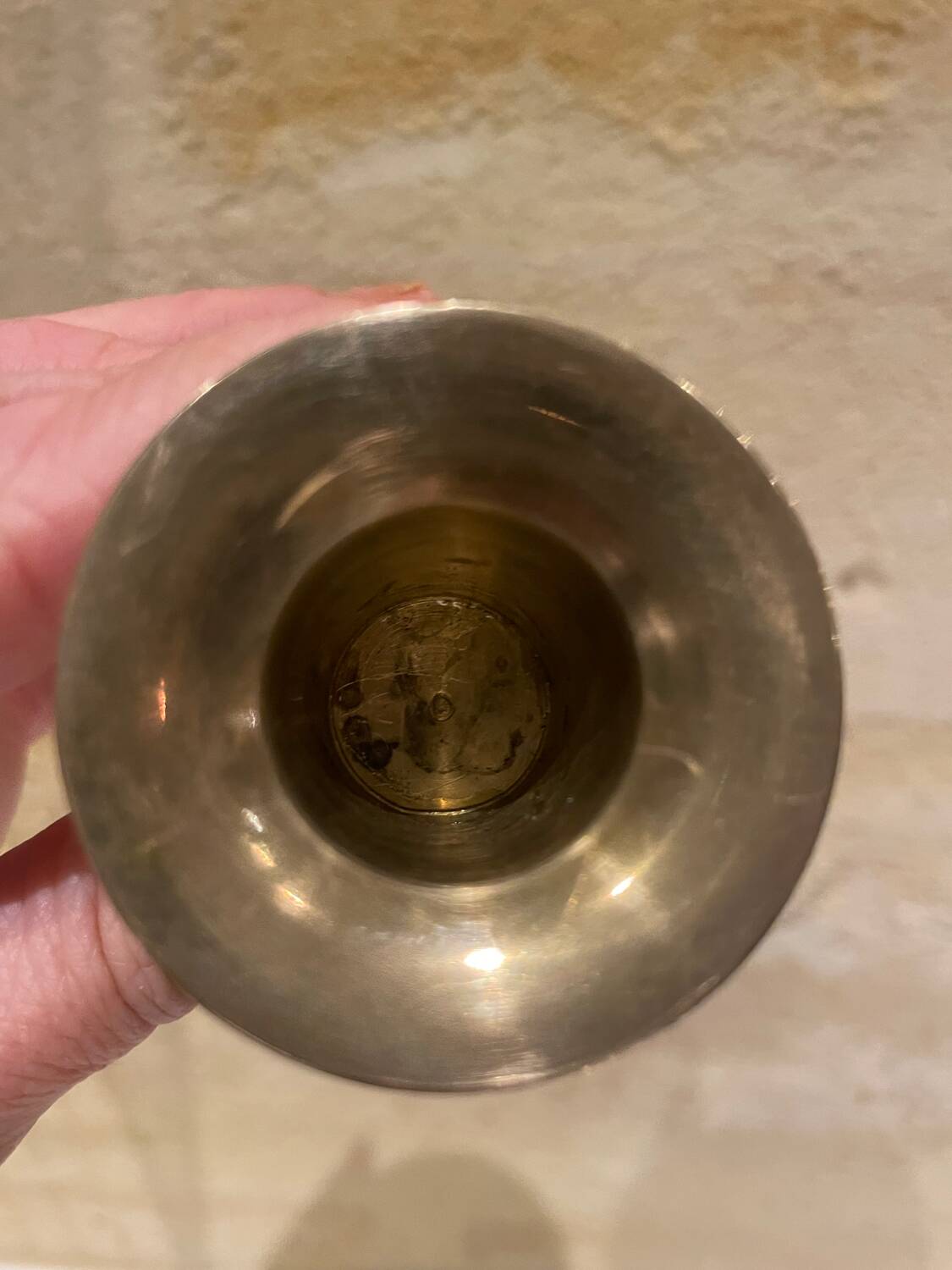Mother-of-pearl and gilded brass candlestick