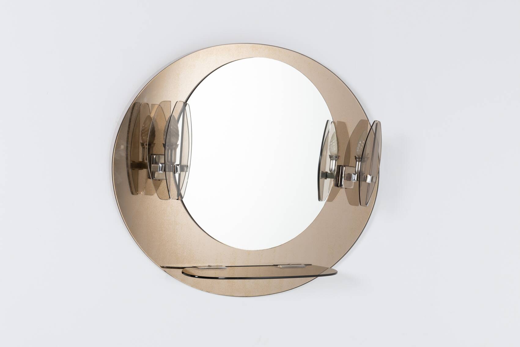 Miroir mural Mid-Century moderne avec appliques de Veca, Italie, 1960s