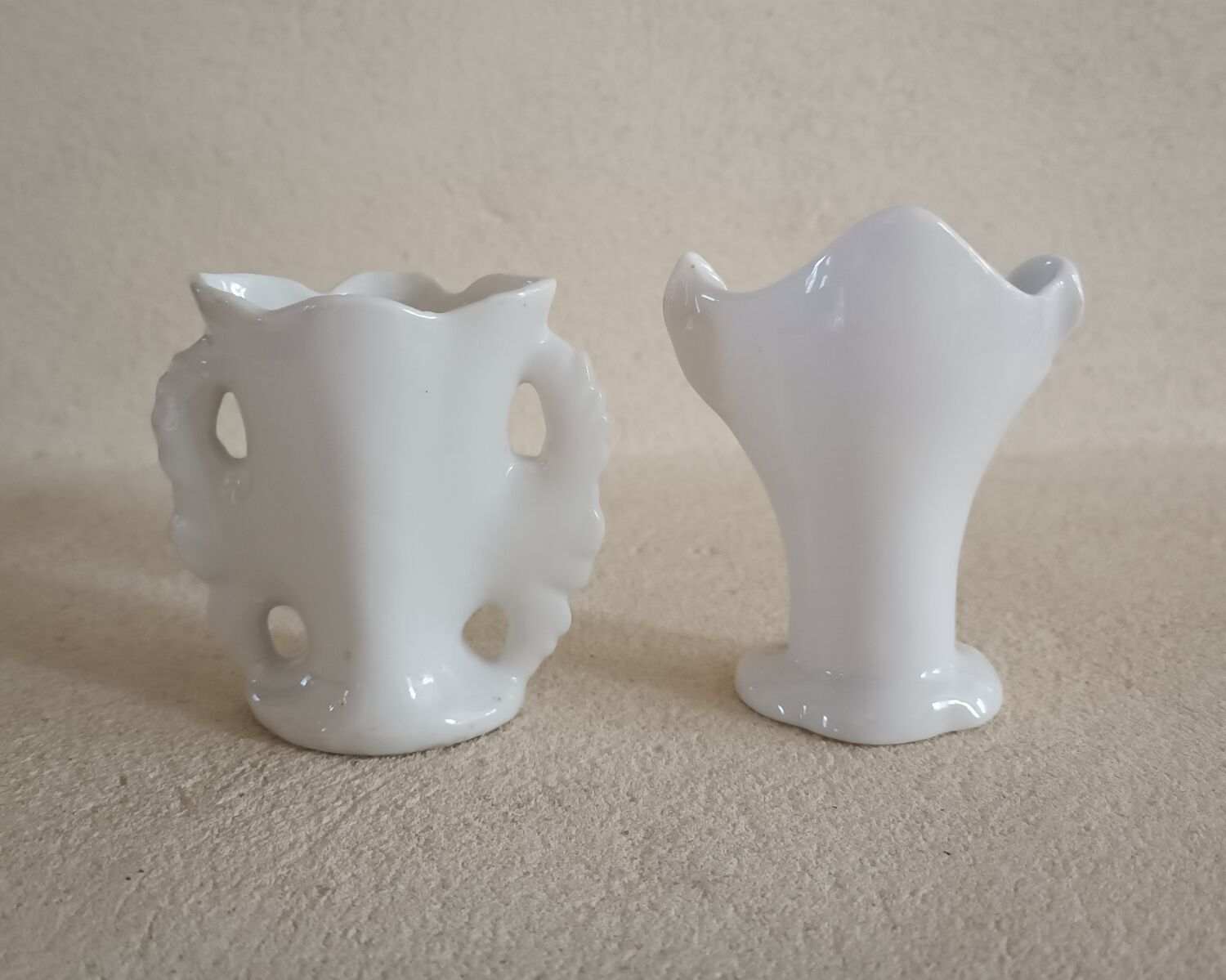 2 small bridal vases