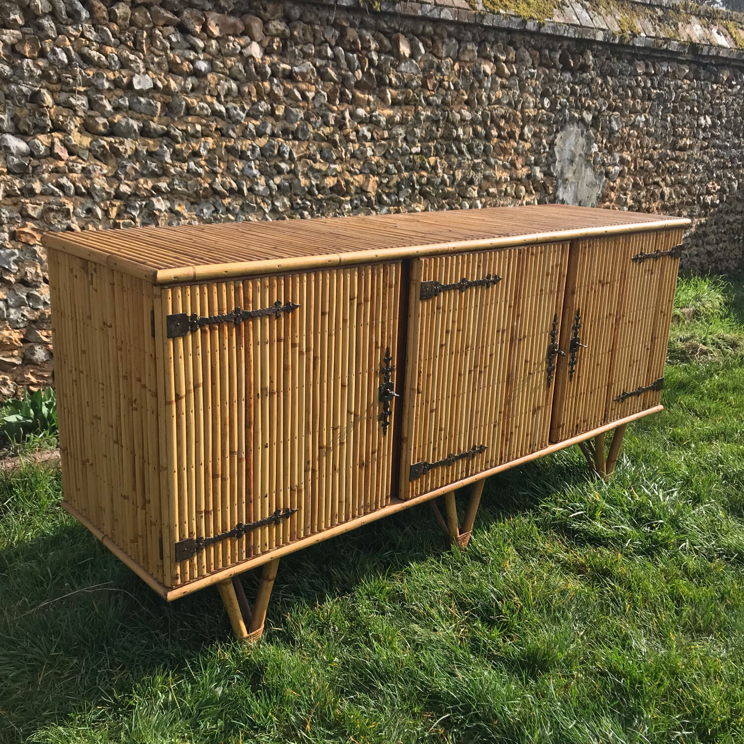 Vintage rattan sideboard 1960