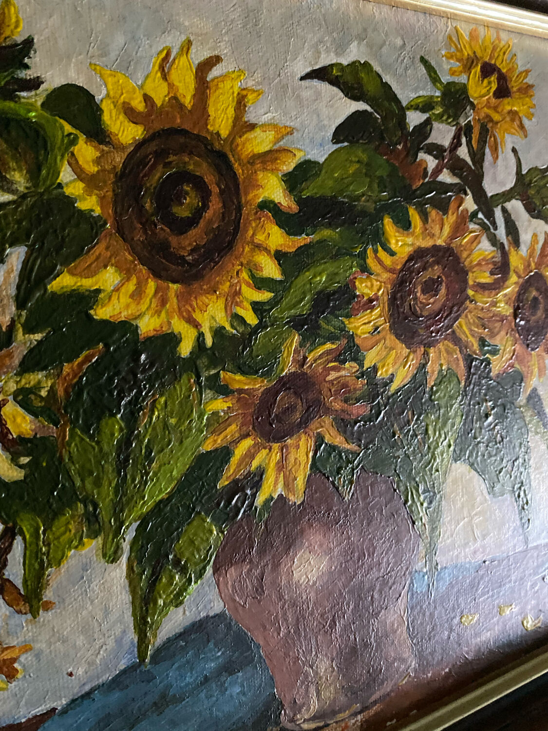 Signed painting bouquet of sunflowers 1985