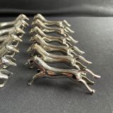 12 porte-couteaux en métal argenté zoomorphe