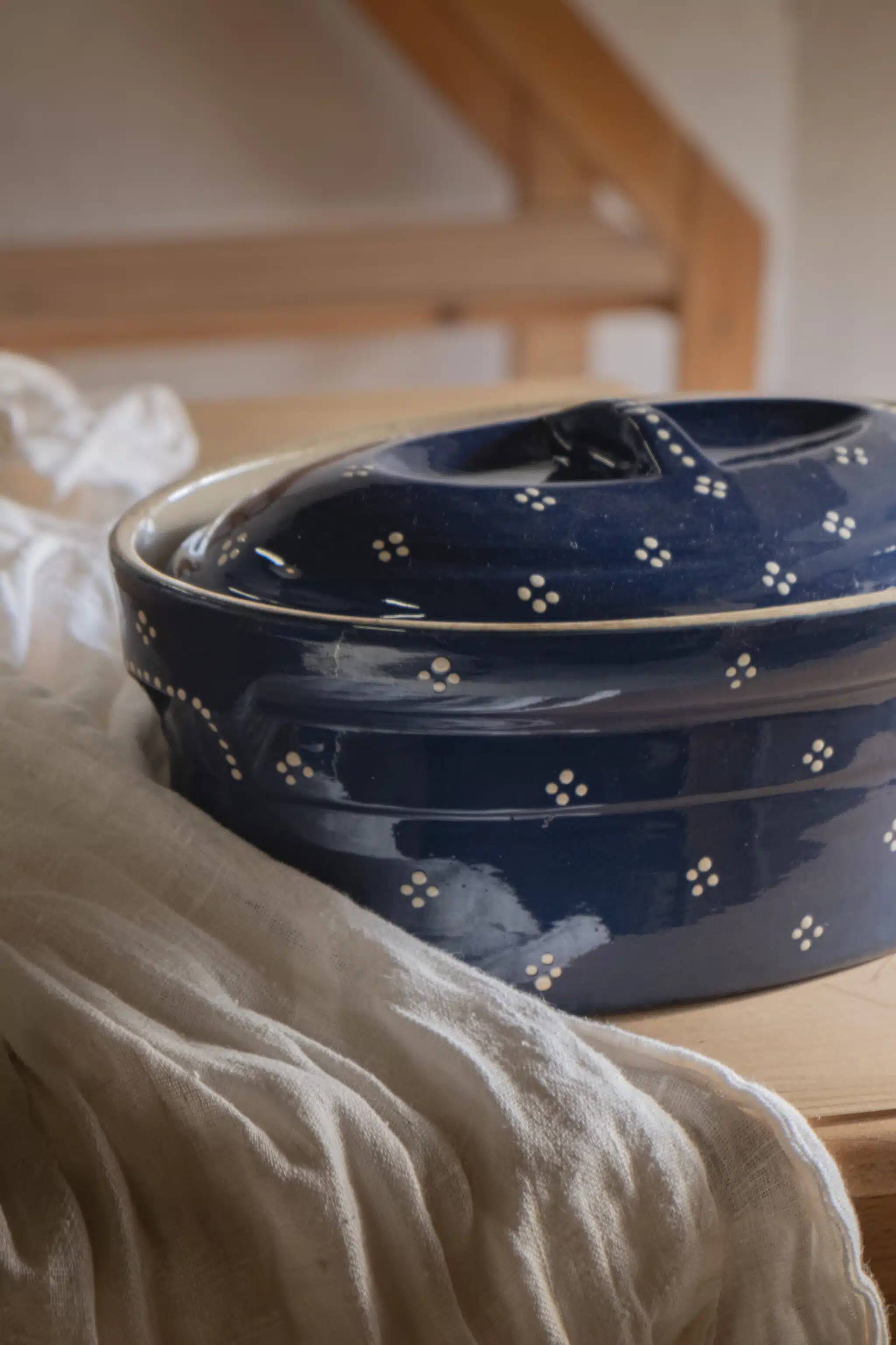 Large Alsatian terrine in earthenware "Myosotis"