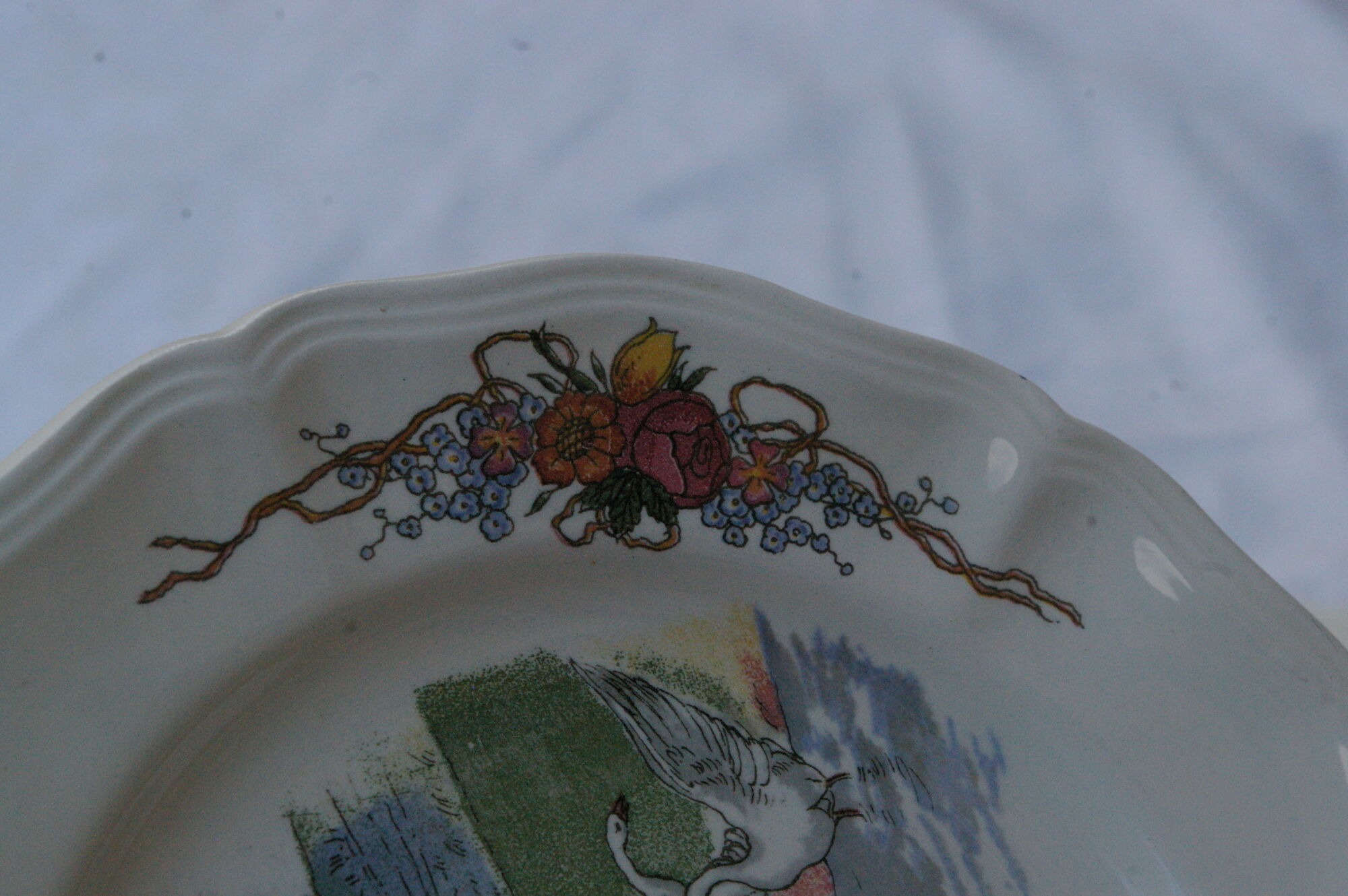 Cake service Sarreguemines Obernai: Dish + 6 dessert plates