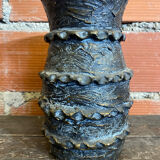 Vintage 1970s Black Ceramic Vase from VALLAURIS #D695