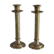Pair of twisted brass column candle holders