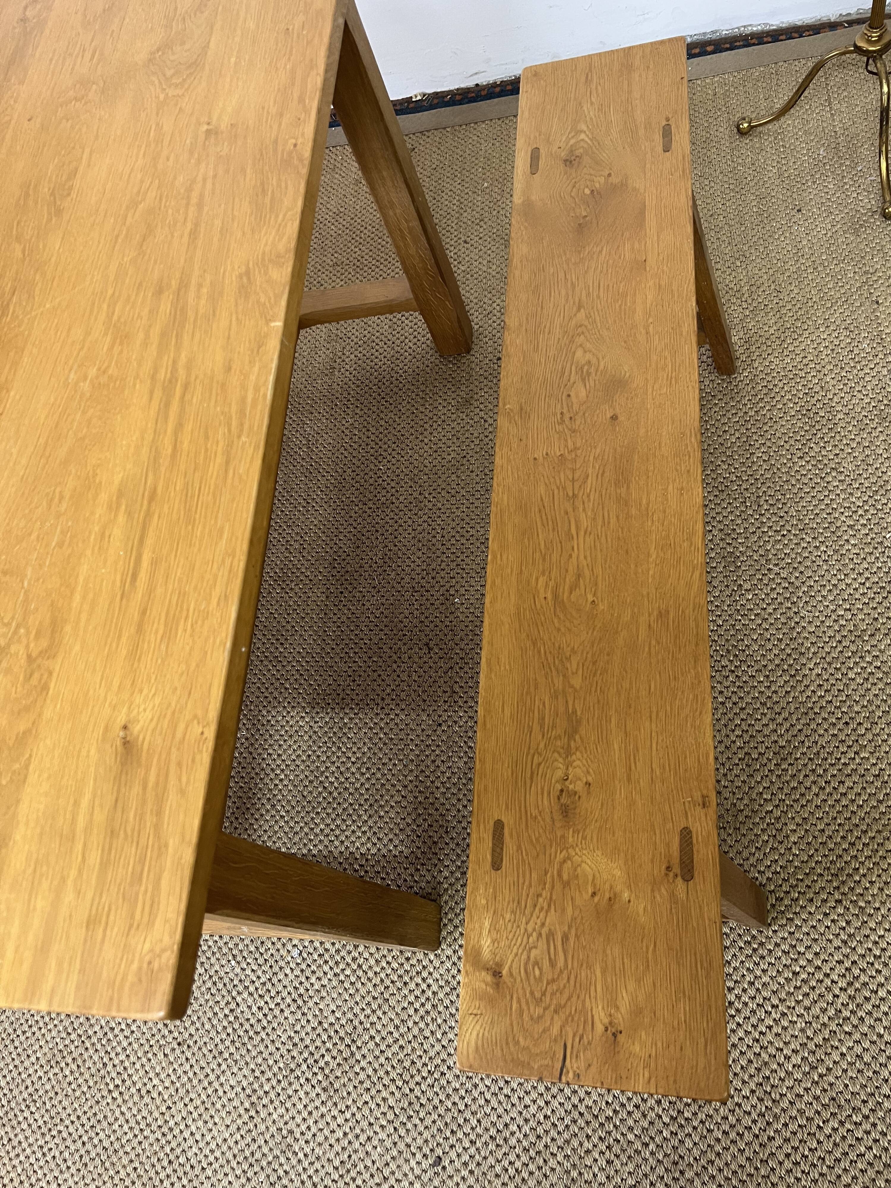 Solid oak farm table and benches