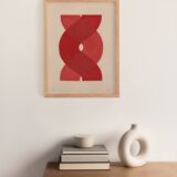 abstract painting on paper - red "waves" painting by Eawy