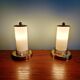 Pair of Mid-century bedside lamps in brass and opaline, 1950.