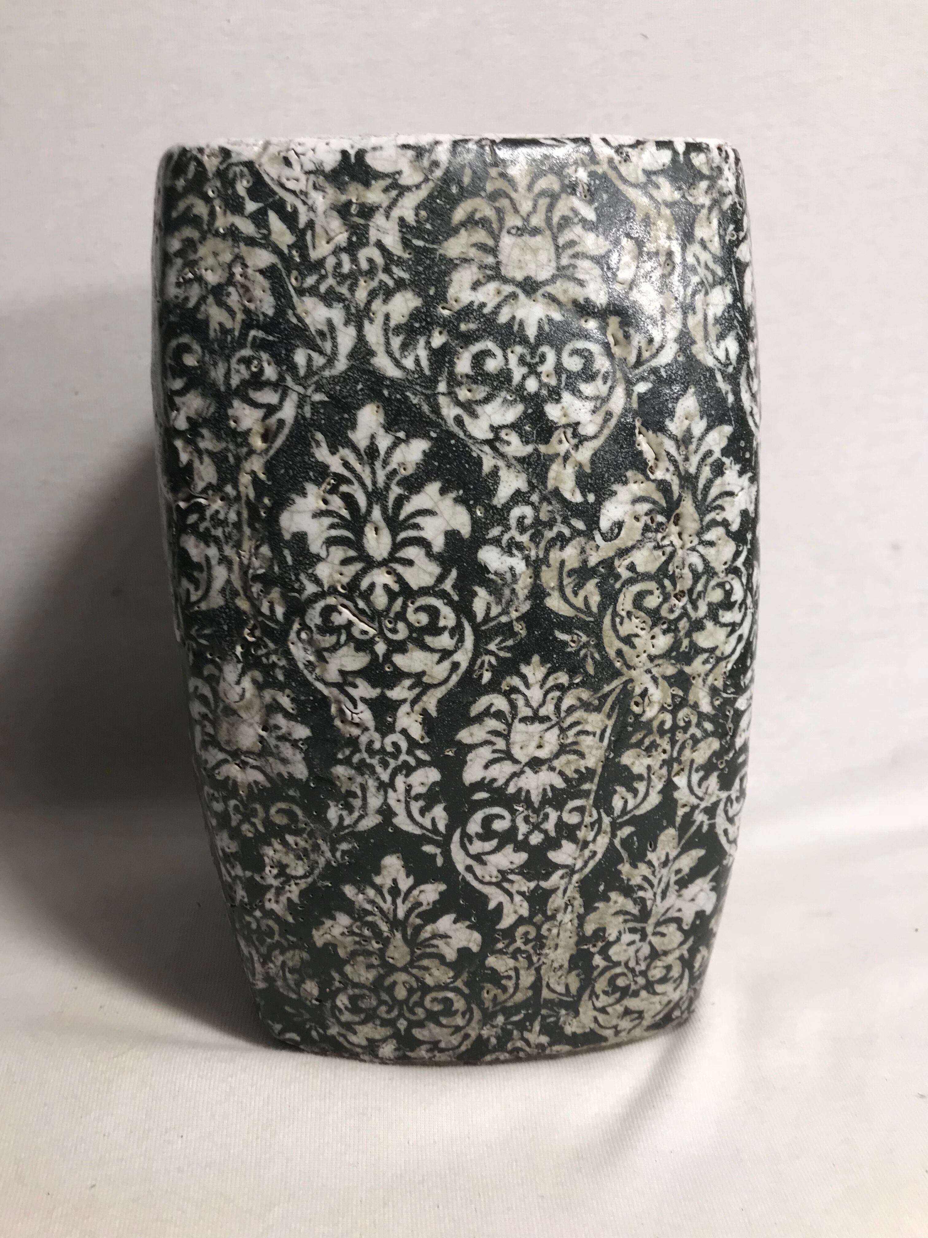 Old enamelled terracotta vase from the 70's vintage