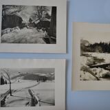 Old silver photo circa 1950 by L. Thomas in Morzine set of 3