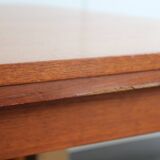 1960s table with teak veneer and glass top + extensions