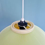 Vintage oval-shaped suspension in pleated celluloid, light green colour, 1960.