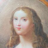 Ancient painting on glass depicting a female figure XVlll century