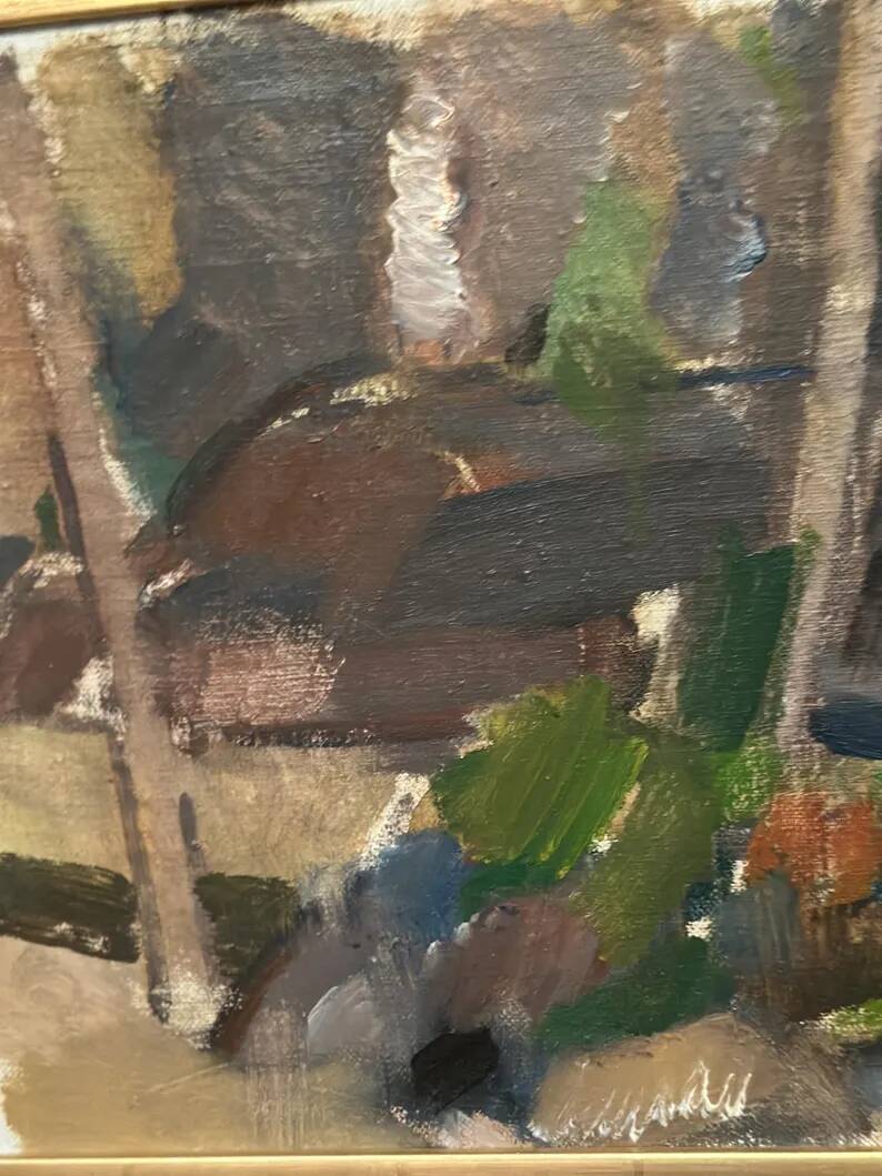 Swedish Oil on Panel“Composition” by Nils Folke Knafve –Vintage & Framed