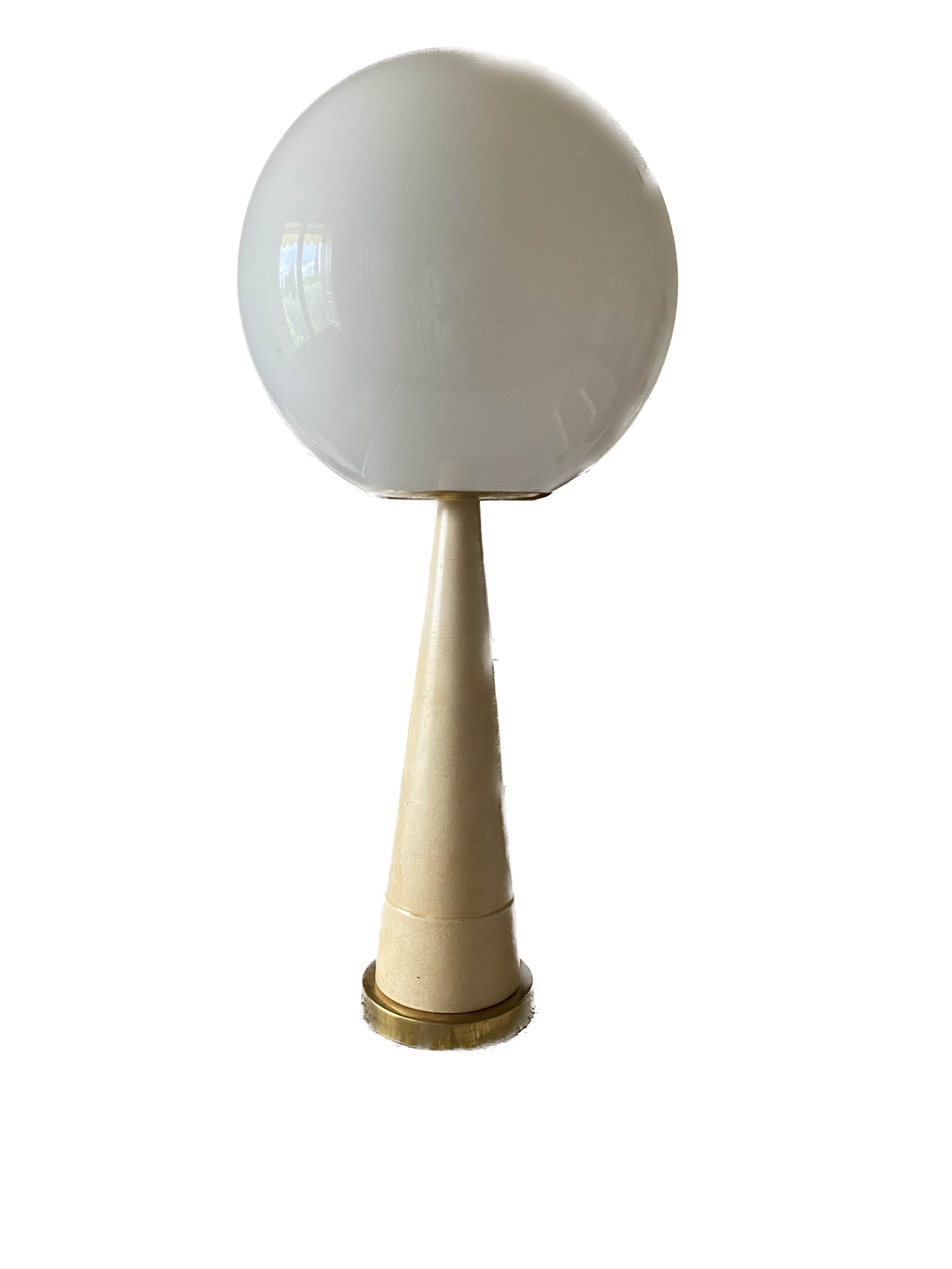 Conic parchment and brass table lamp, France 1960