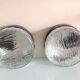 Pair of round ceiling lights in glass ice vintage 60-70s