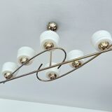 Large Vintage Glass Brass Pendant Light