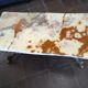Wrought iron coffee table, marble top