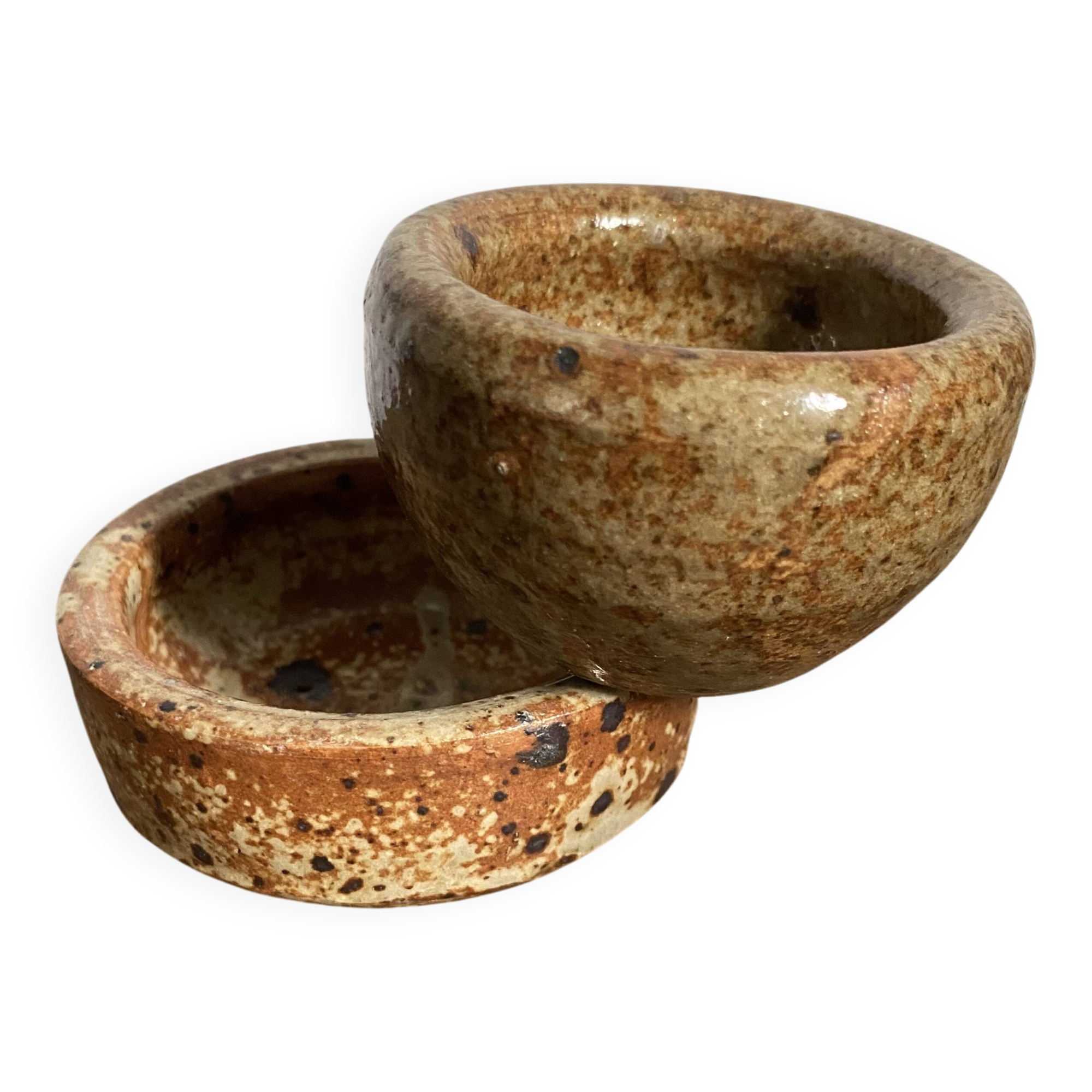 Duo of mini ramekins, stoneware, pyrite