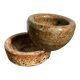 Duo of mini ramekins, stoneware, pyrite