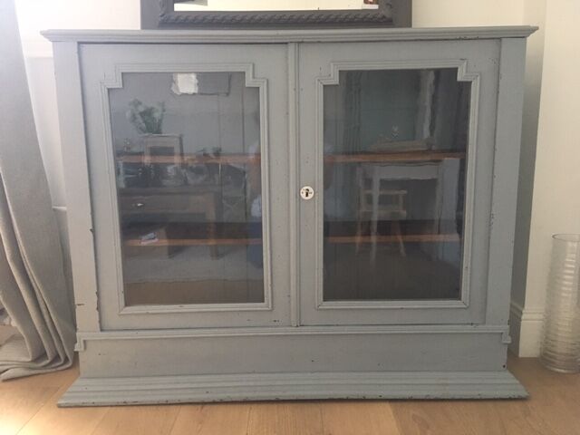 Vintage wooden cupboard and porcelain lock