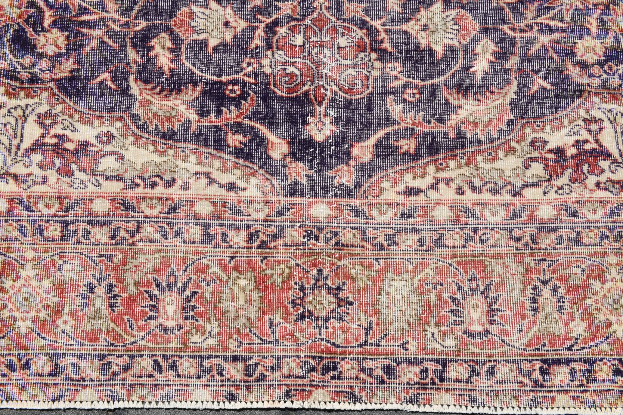 Navy Blue Orientel Style Vintage Persian Rug, 228x338 Cm