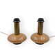 Ensemble de 2 pieds de lampes de table Hollywood Regency en granit rose et laiton, Italie 1970