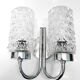 Double wall lamp 1970's chrome and glass