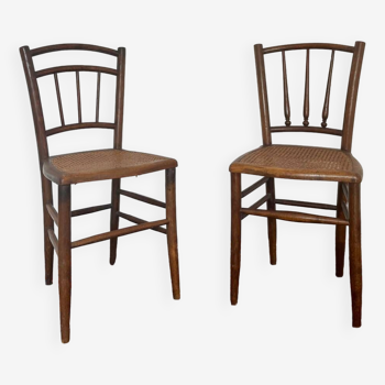 Pair of caned bistro chairs