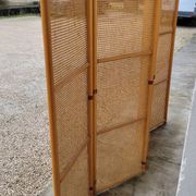Paravent claustra en cannage vintage- 1950s
